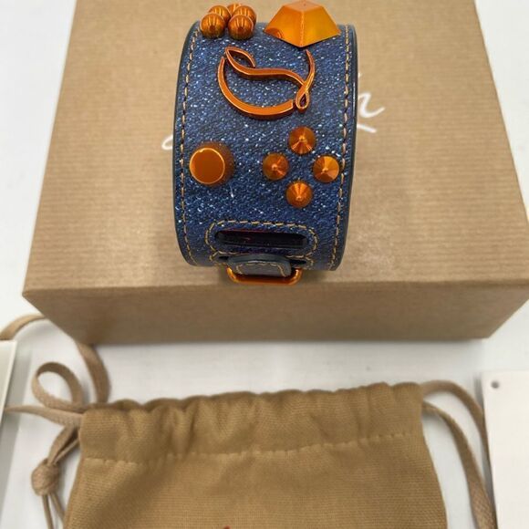 SOLD!!!!!!!   Women’s Christian Louboutin cash/denim cuff bracelet made in Italy - Picture 12 of 13